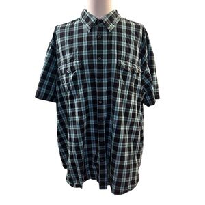 The Foundry Supply Co. Men's 4XL Plaid Short Sleeve Button Down Shirt Blue/Black